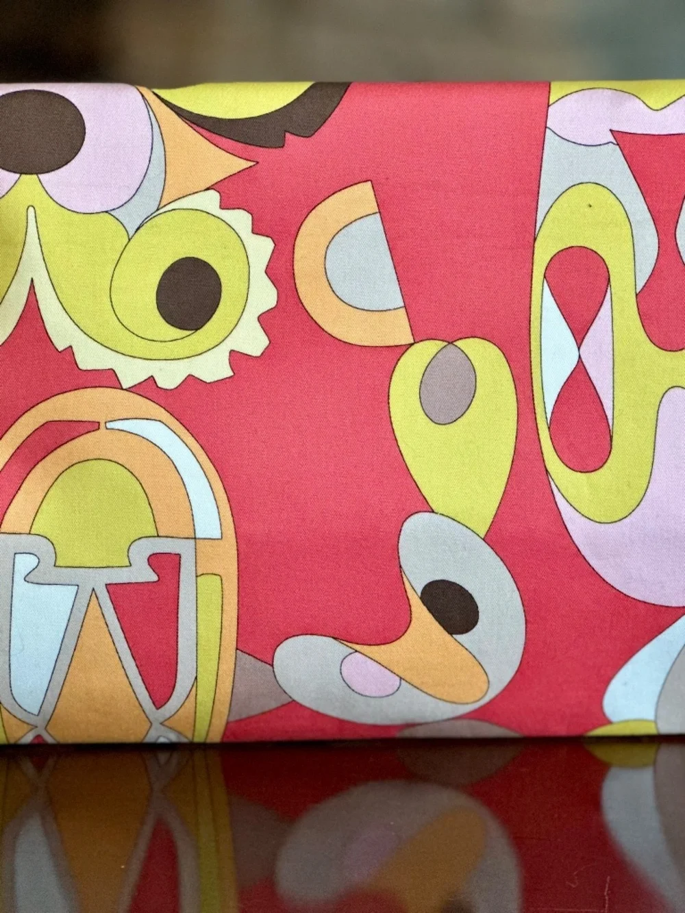 Handbag, Vintage Emilio Pucci Coral Abstract Foldover Bag/Clutch